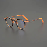 Luz Acetate Titanium Glasses Frame Round Frames Southood Leopard